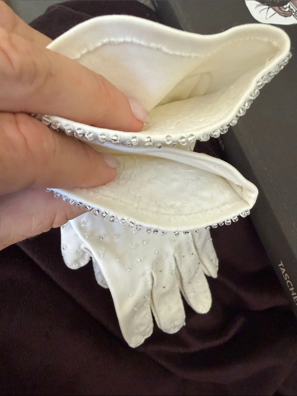 Women's Vintage White Embellished Evening Gloves- Roaring 20s